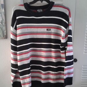 South Pole Men's Striped Sweater - Black, Gray, Red
